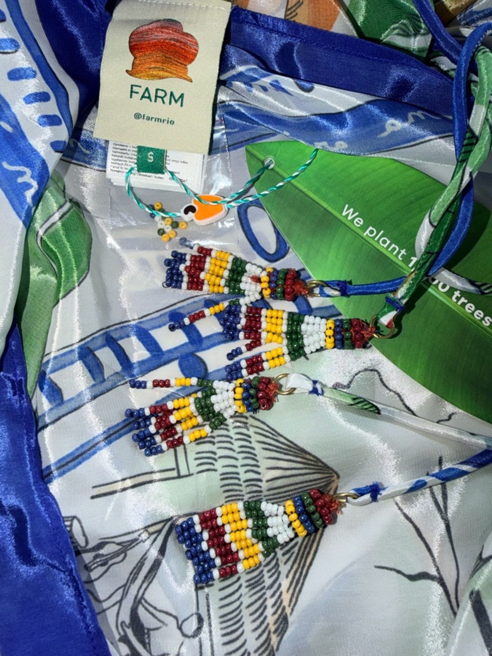 FARM Rio Blue, Green and Yellow Tropical Print Midi Dress - Picture 6 of 7